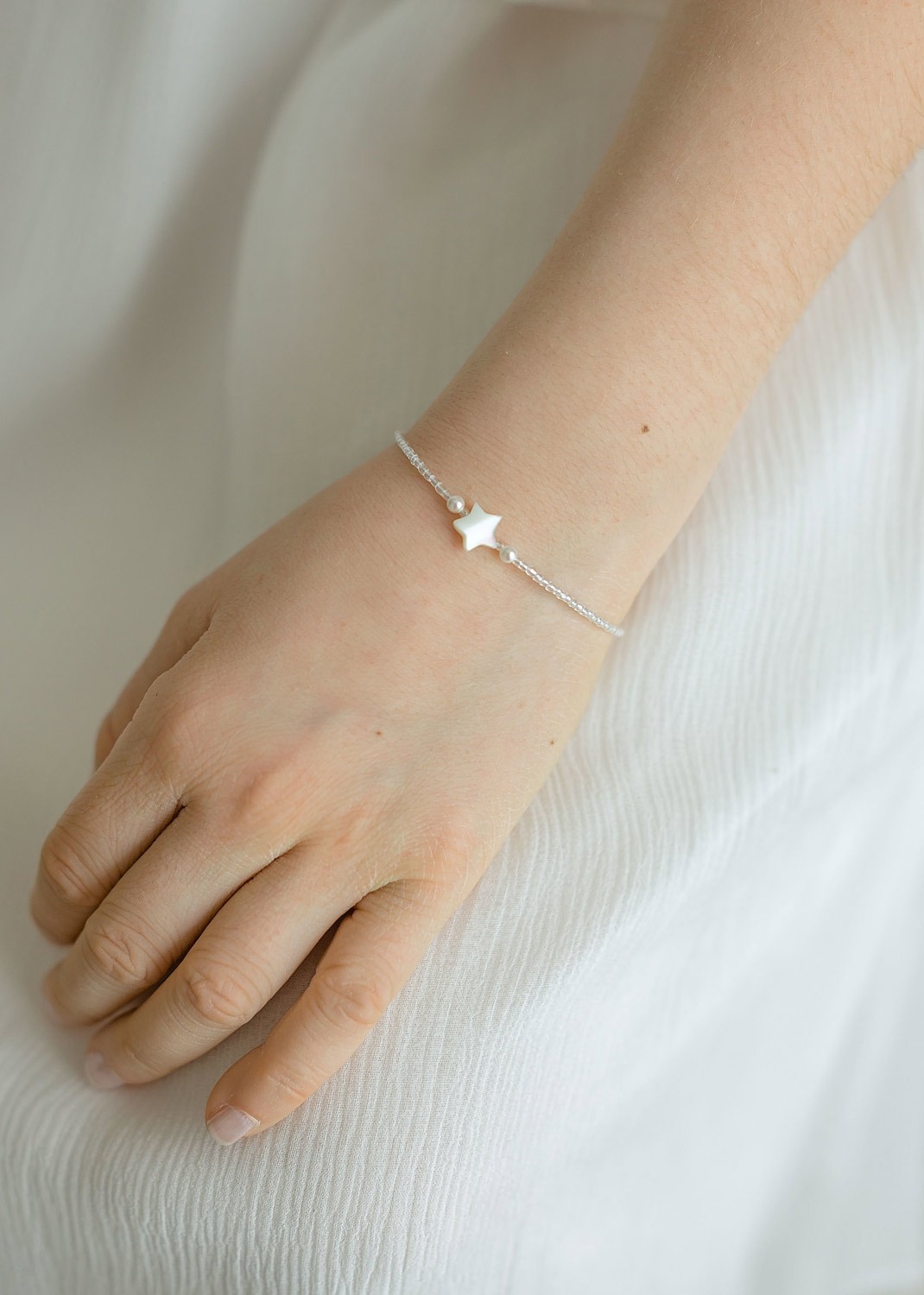 Bracelet enfant étoile vermeil plaqué or 18 ct et nacre - Perle de